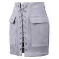 Kate Kasin Sexy Womens Stylish Slim Fit Haute taille Hips-Wrapped Grey Mini Skirt KK000604-3